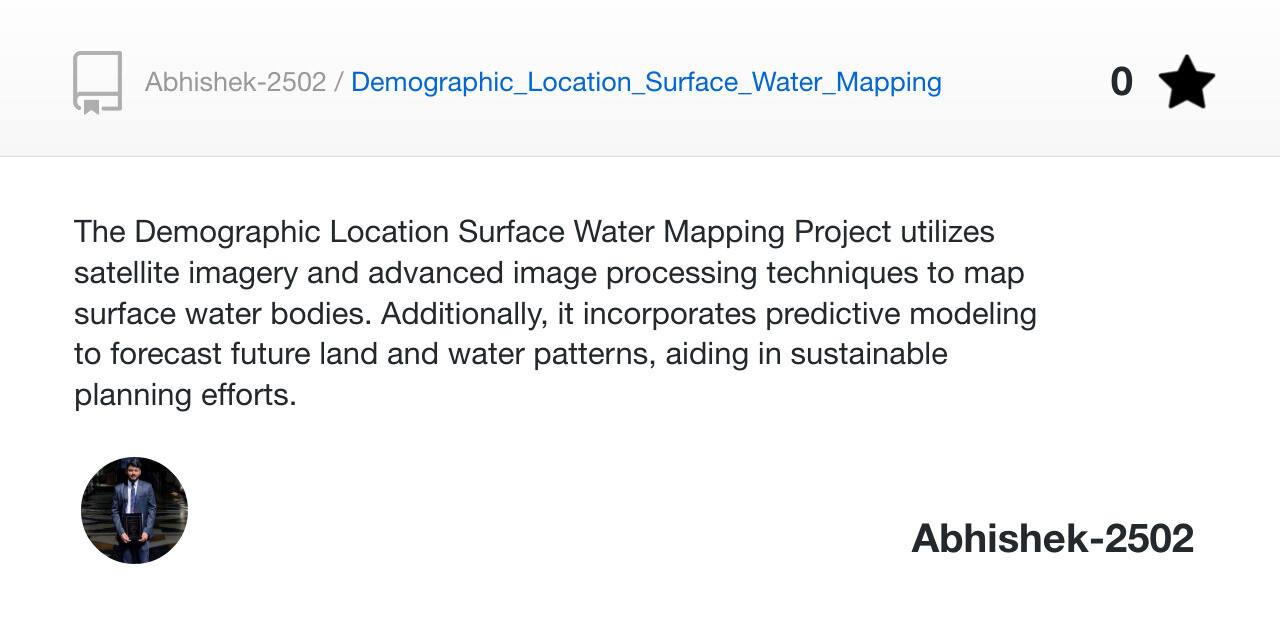 Demographic Location Surface Water Mapping